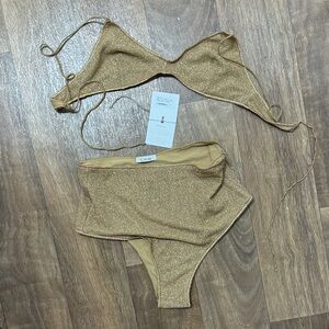 Oseree Gold Glitter Bikini